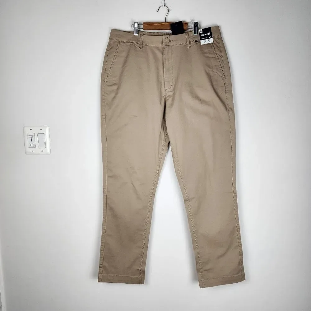NWT Hurley Everyday Twill Chino Pants Men's 36 Khaki Beige Stretch Work Golf - Picture 4 of 14
